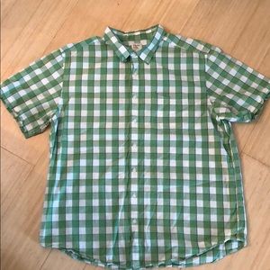 Green checkered Button up T-Shirt